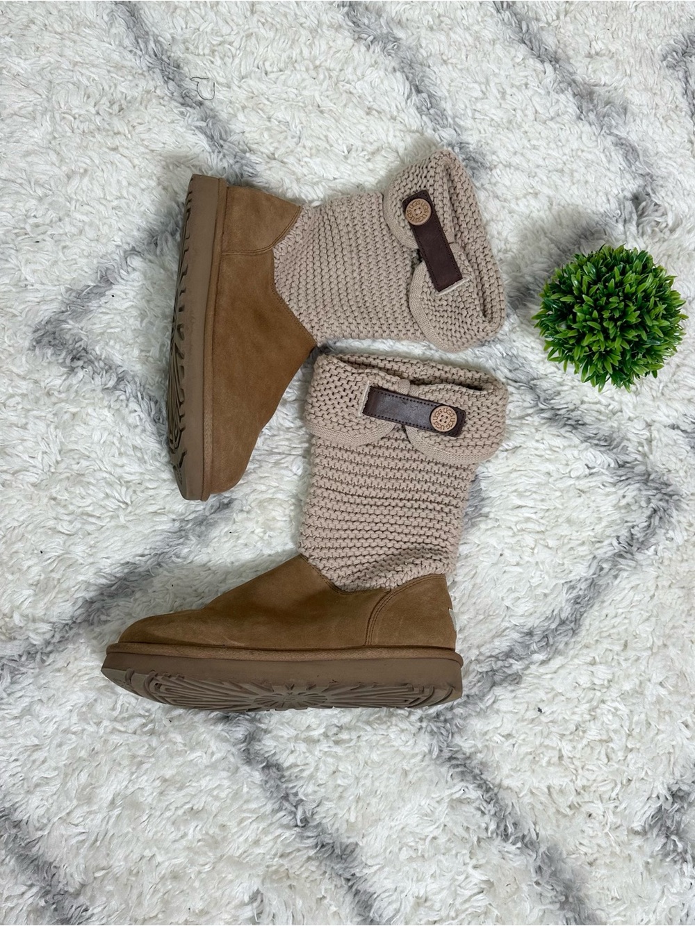 UGG cozy Knit Fold-Over Women's Boot - Tan